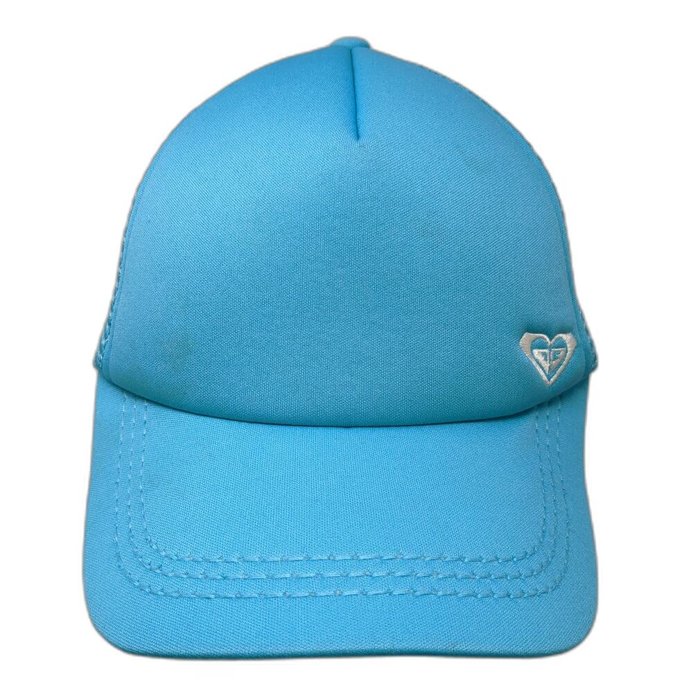 Roxy Trucker Hat Blue One Size Heart Logo Mesh Back Adjustable Snapback